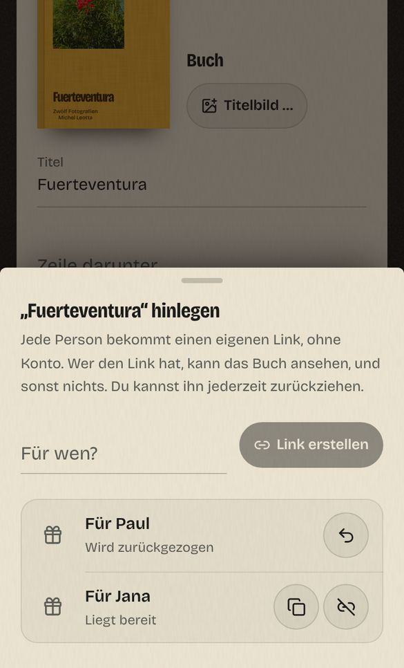Bildschirmfoto: Zurückziehen